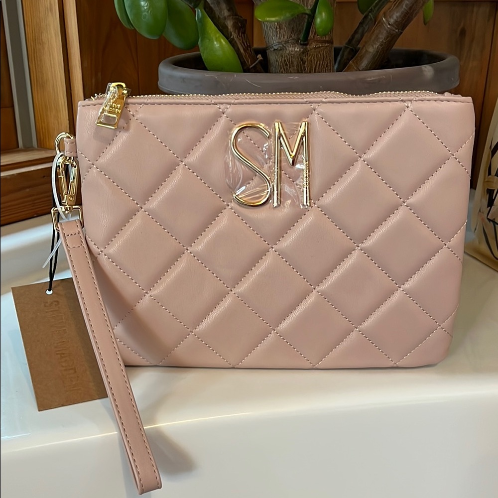 Steve Madden Pink Quilted Wristlet Clutch